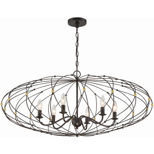 Zucca 6 Light 38 inch English Bronze and Antique Gold Chandelier Ceiling Light