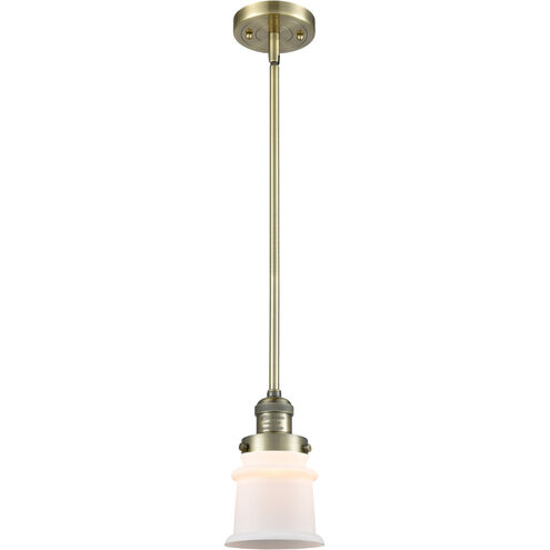 Franklin Restoration Small Canton 1 Light 7 inch Antique Brass Mini Pendant Ceiling Light in Incandescent, Matte White Glass, Franklin Restoration