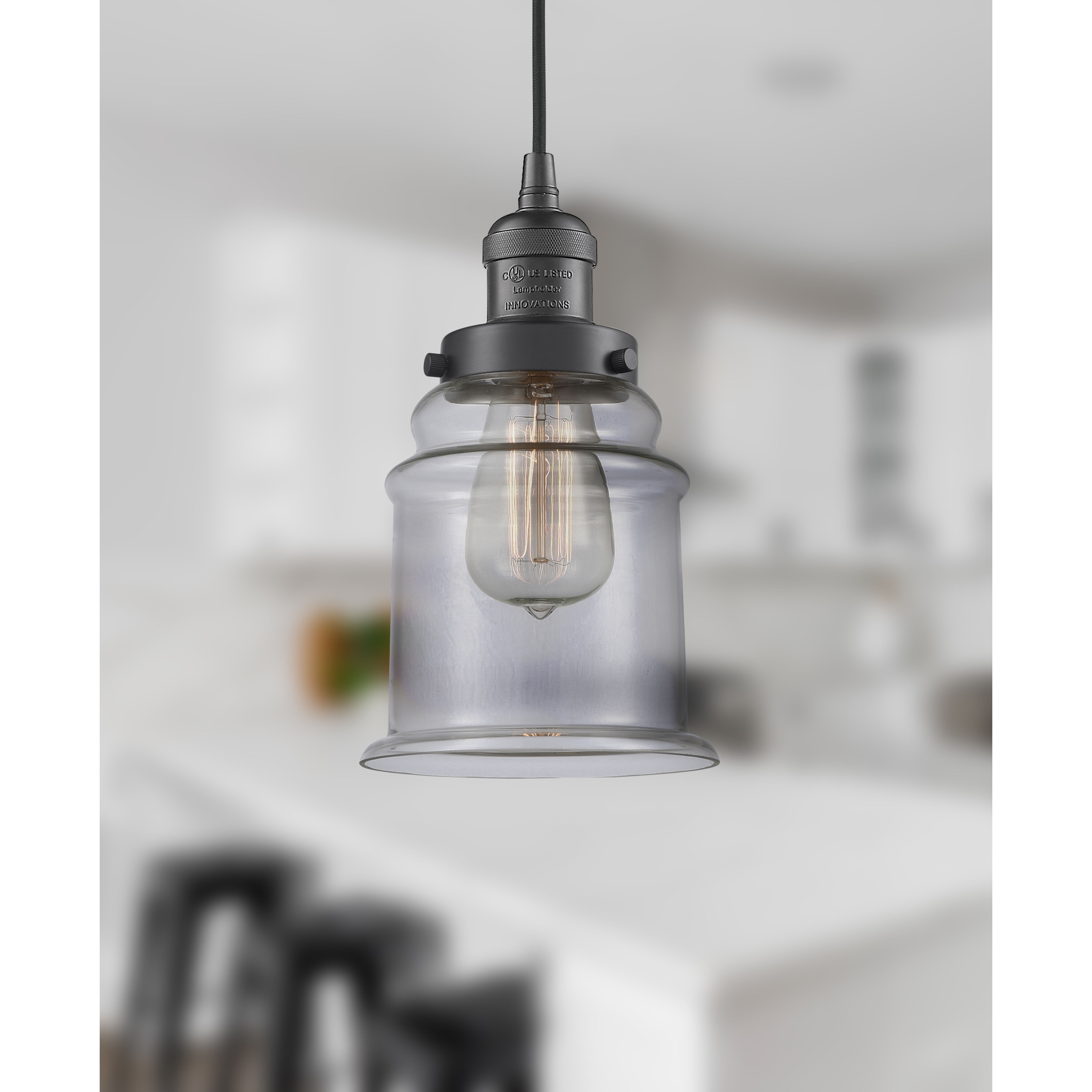 Franklin Restoration Canton LED 6 inch Oil Rubbed Bronze Mini Pendant Ceiling Light in Clear, Franklin Restoration