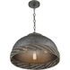 Tripoli 3 Light 19.75 inch Mottled Zinc with Gray Rattan Pendant Ceiling Light