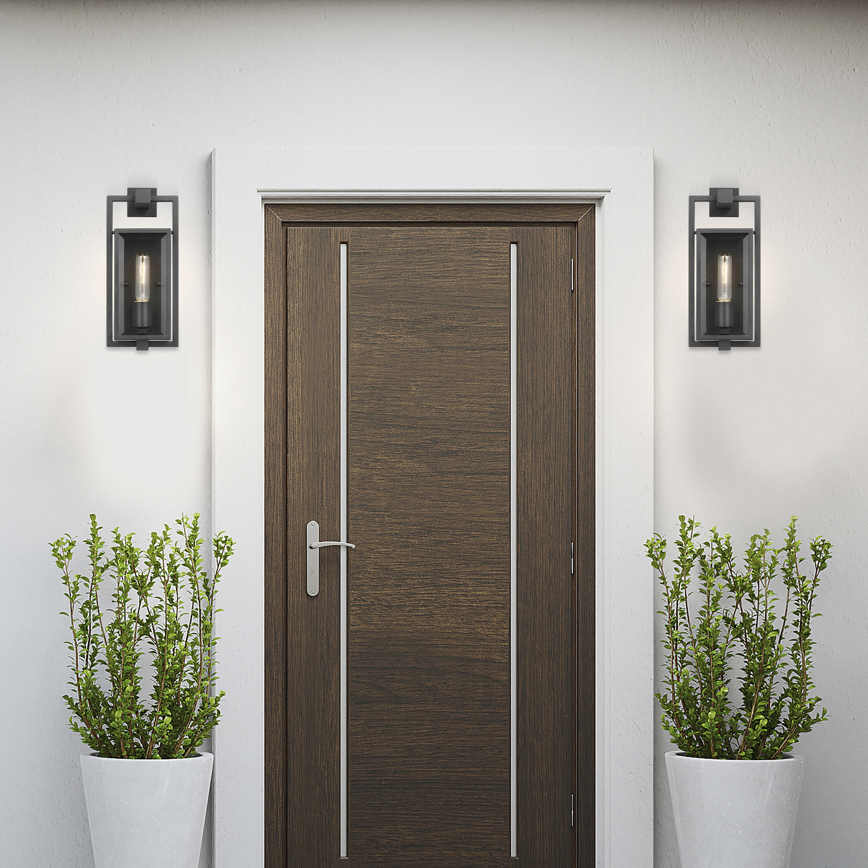 Exhibit 1 Light 14 inch Matte Black Outdoor Wall Sconce