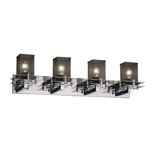 Metropolis 4 Light 36.5 inch Polished Chrome Bath Light Wall Light in Square with Flat Rim