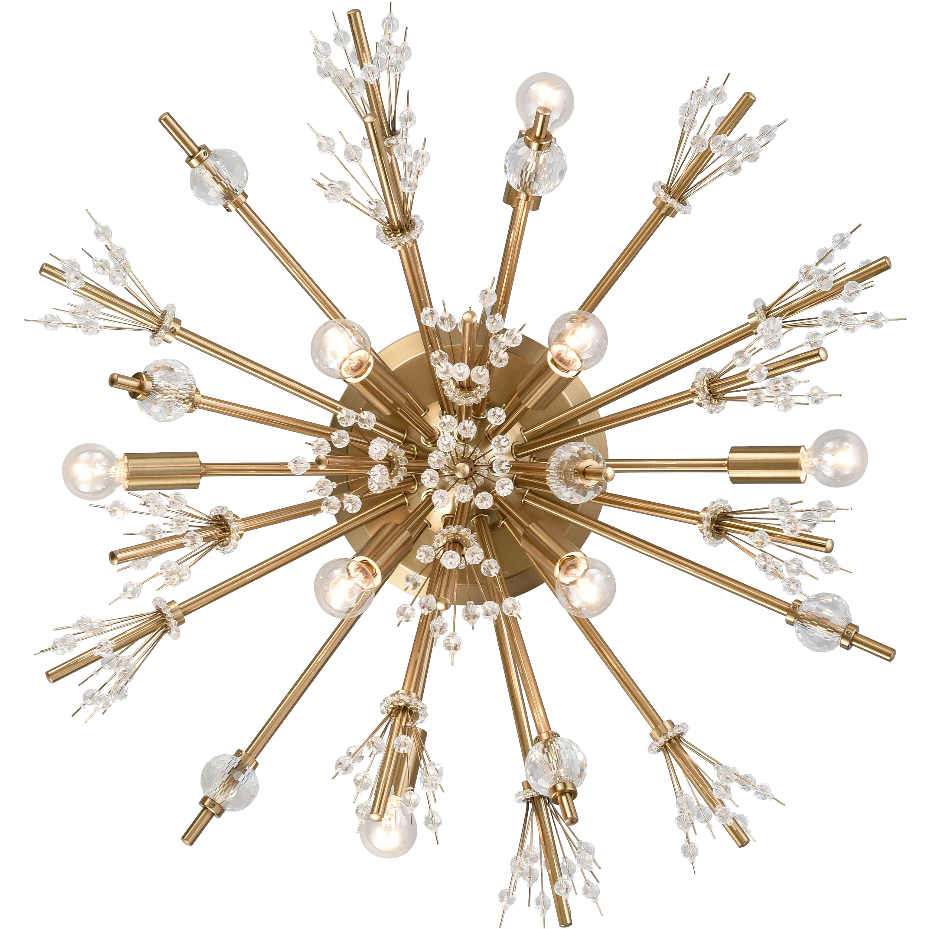 Starburst 8 Light 26 inch Satin Brass Semi Flush Mount Ceiling Light