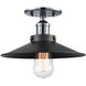 Bulstrode's Workshop 1 Light 11 inch Chrome Flush Mount Ceiling Light in Chrome and Black