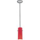 Cylinder LED 4 inch Brushed Steel Pendant Ceiling Light in Red