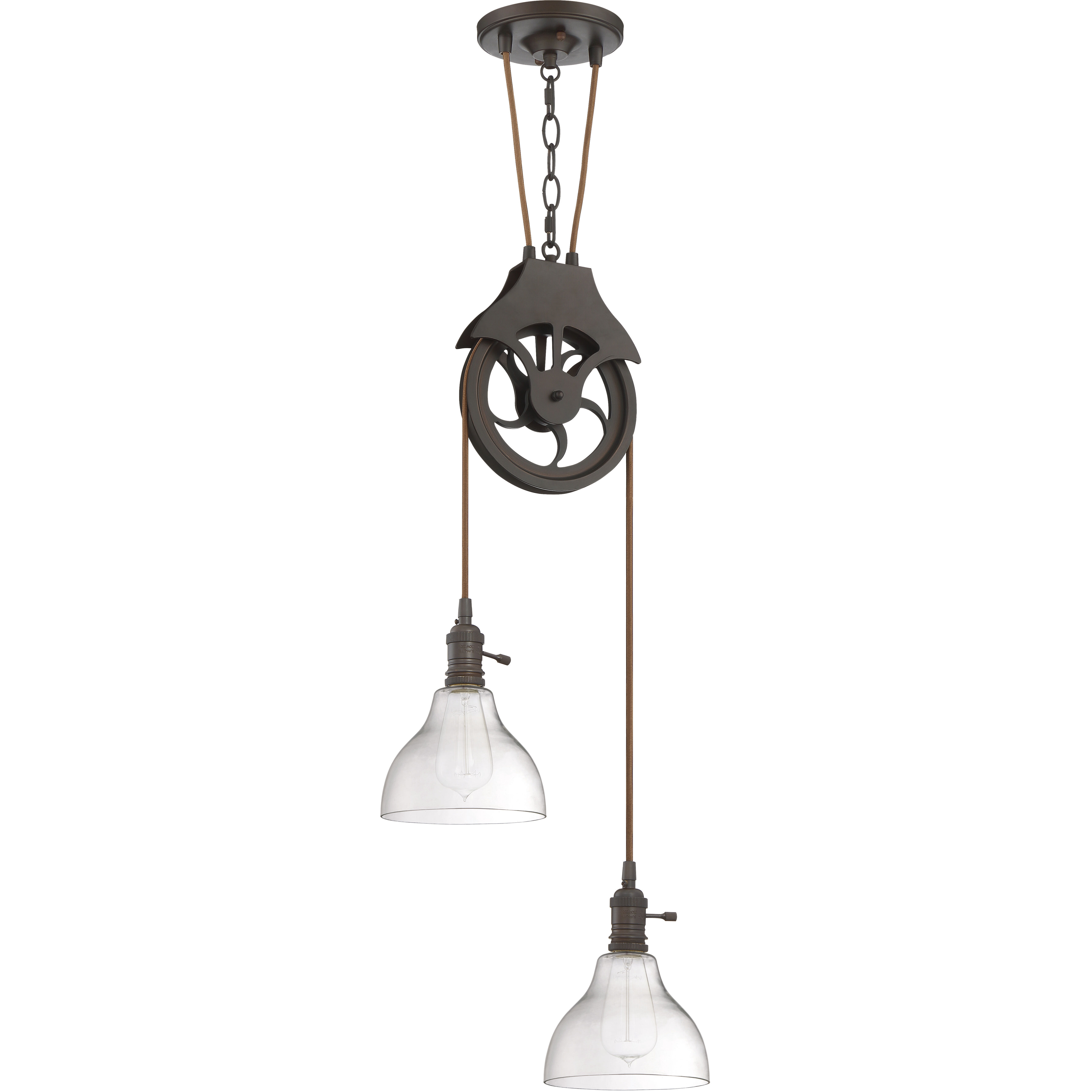 Design & Combine 2 Light 7.5 inch Aged Bronze Brushed Pendant Ceiling Light, Design-A-Fixture