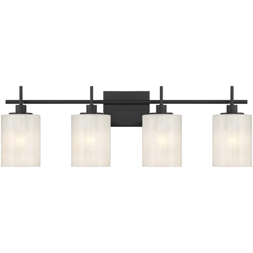 Modern 4 Light 30.75 inch Matte Black Bathroom Vanity Light Wall Light