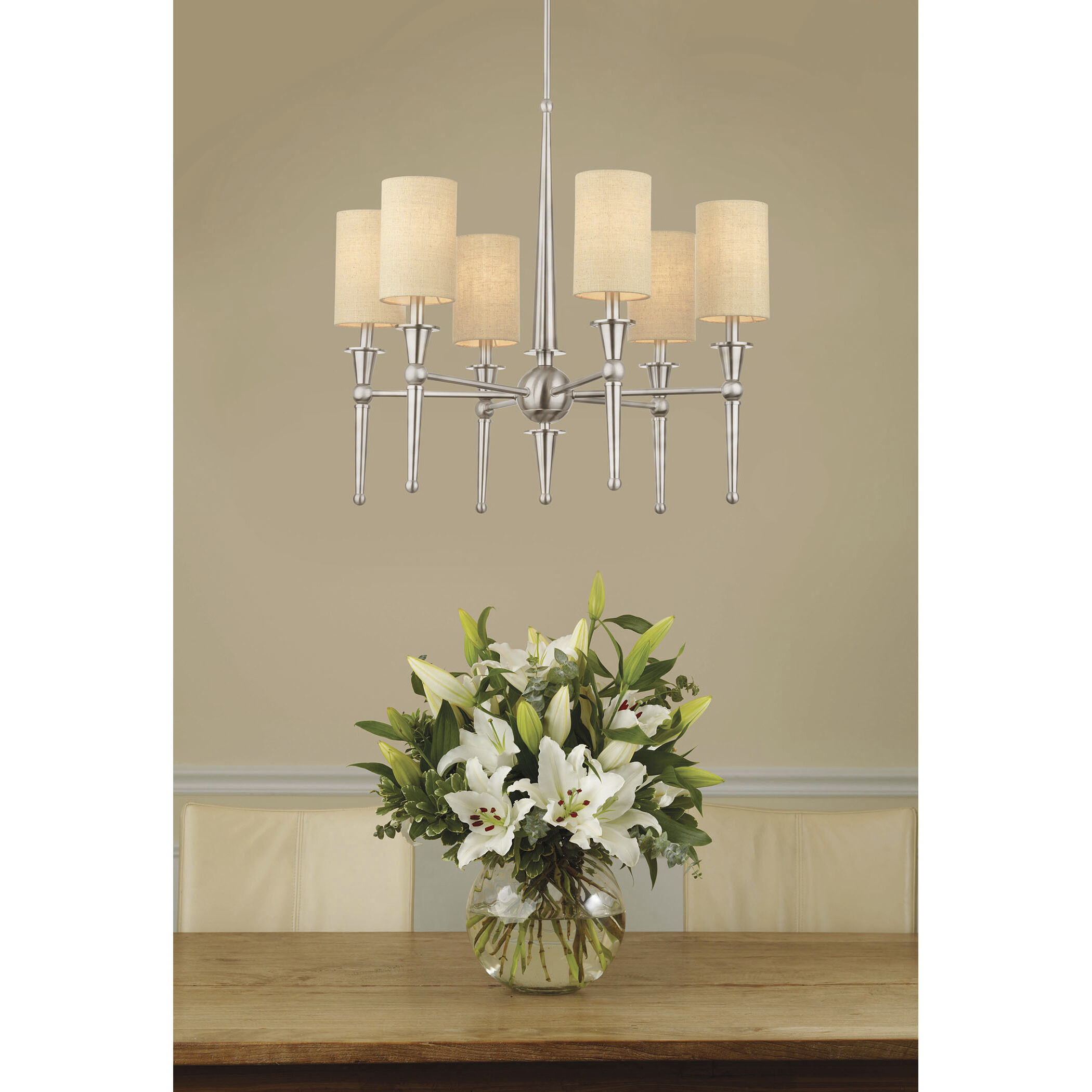 Allure 6 Light 26 inch Brushed Nickel Chandelier Ceiling Light