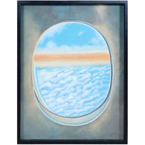 Plane Window VI Light Blue with Gloss Black Framed Wall Art