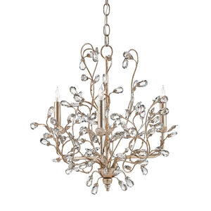 Crystal Bud 3 Light 18 inch Silver Granello Chandelier Ceiling Light, Small