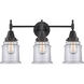 Caden 3 Light 24 inch Matte Black Bath Vanity Light Wall Light in Clear Glass