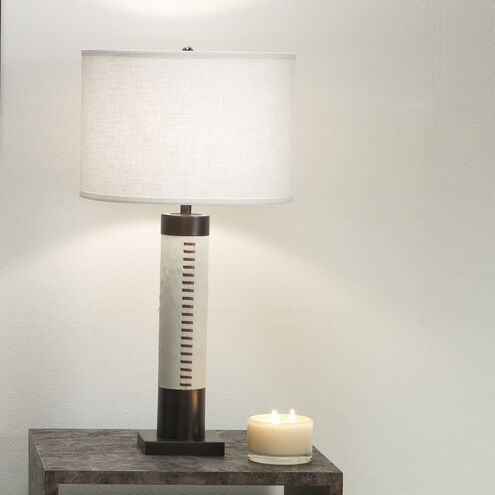 Sheridan 32 inch 150.00 watt White Hide & Oil Rubbed Bronze Metal Table Lamp Portable Light