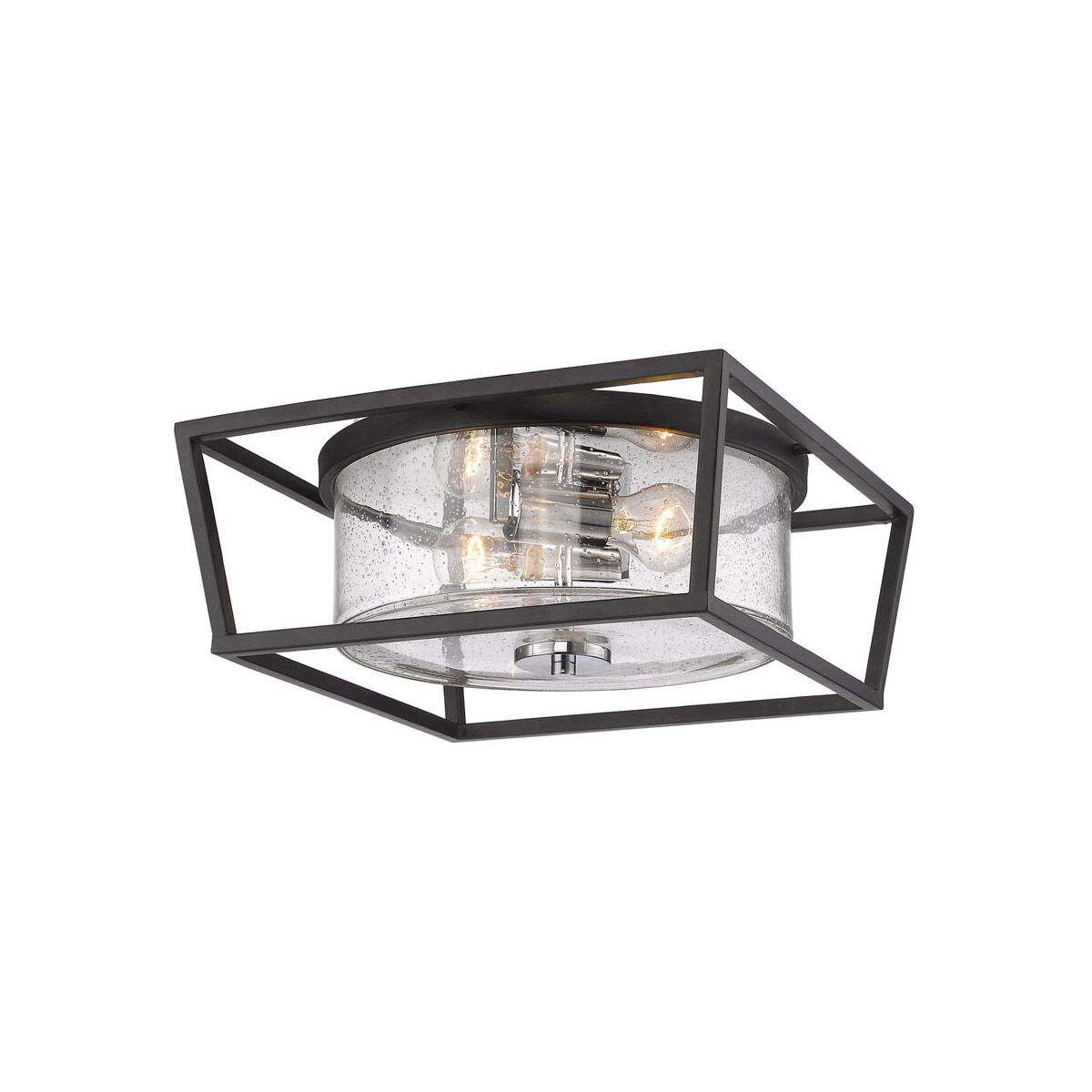 Mercer 2 Light 15 inch Matte Black Flush Mount Ceiling Light, Damp