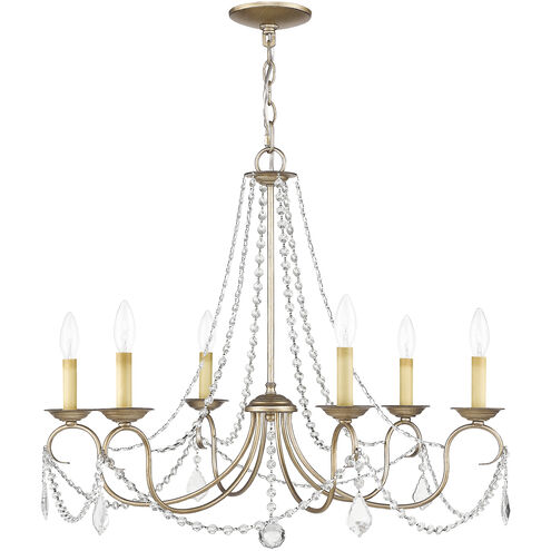 Pennington 6 Light 28 inch Hand Painted Antique Silver Leaf Chandelier Ceiling Light