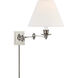 Swing Arm Sconce 18.5 inch 100 watt Polished Nickel Swing Arm Wall Lamp Wall Light in Linen 1