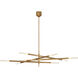 Kelly Wearstler Rousseau LED 65 inch Antique-Burnished Brass Articulating Chandelier Ceiling Light in Etched Crystal, Grande