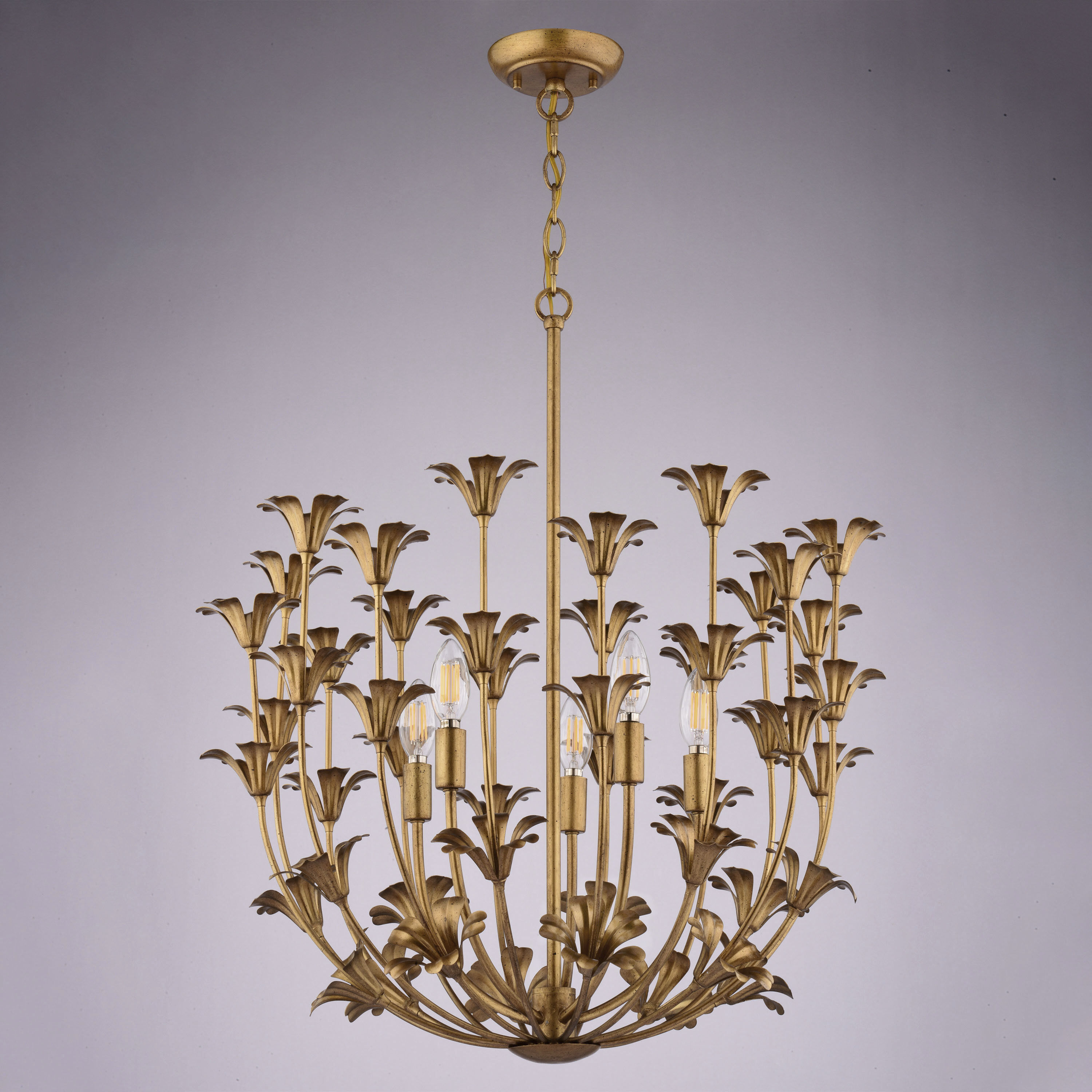 Camellia 5 Light 23.5 inch Gilded Gold Pendant Ceiling Light