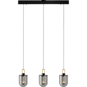 Century 3 Light 6 inch Satin Dark Gray Multi Pendant Ceiling Light in Smoke Acrylic