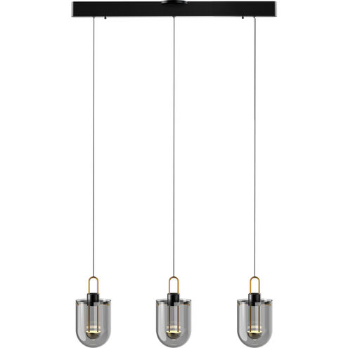 Century 3 Light 6 inch Satin Dark Gray Multi Pendant Ceiling Light in Smoke Acrylic