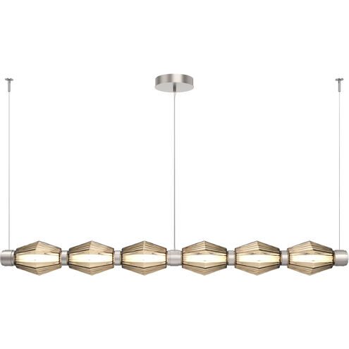 Aalto Mandrel Linear Chandelier Ceiling Light in 3000K LED, Optic Rib Bronze, Metallic Beige Silver