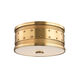 Gaines 2 Light 12 inch Aged Brass Flush Mount Ceiling Light