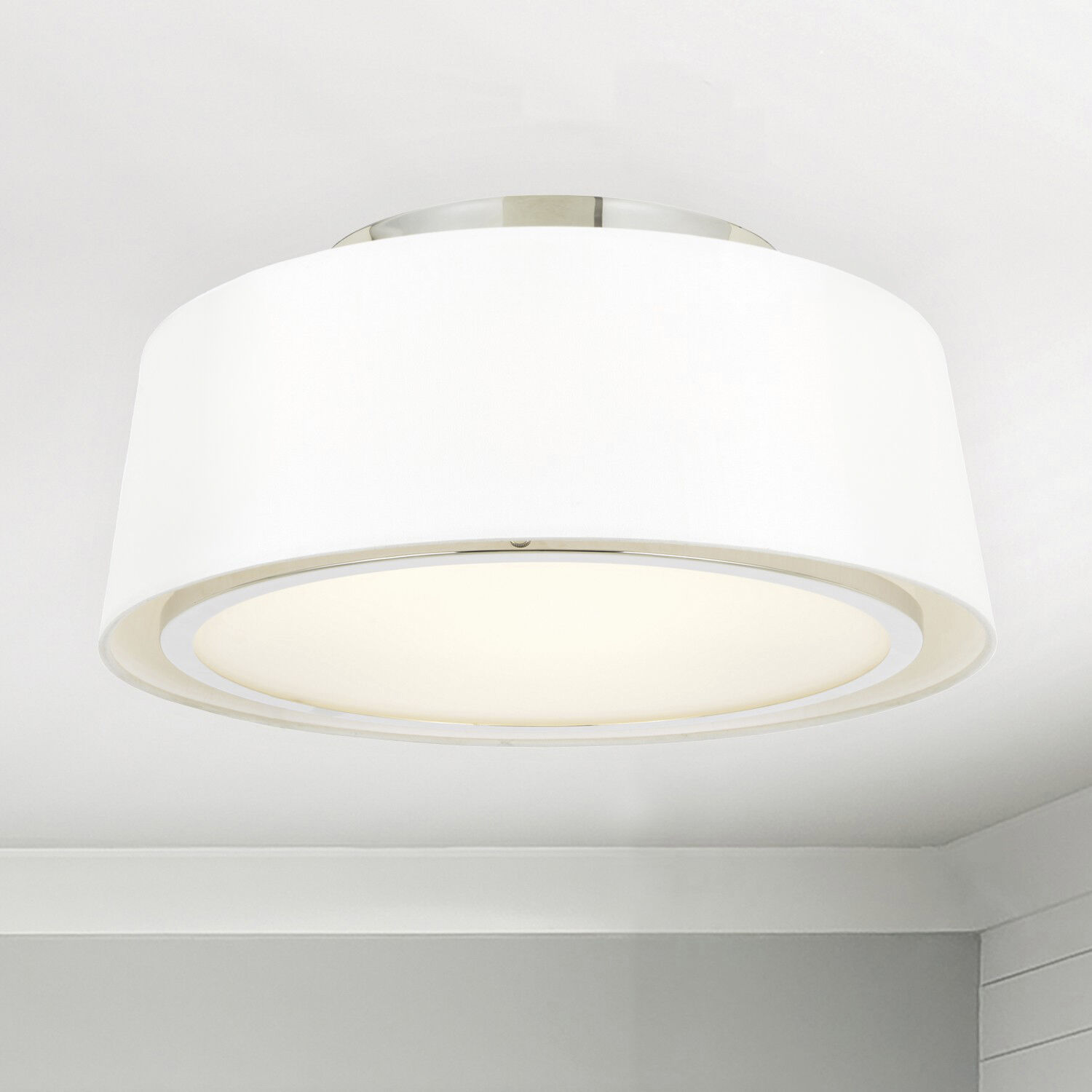 Stevens 3 Light 18 inch Polished Nickel Semi Flush Ceiling Light