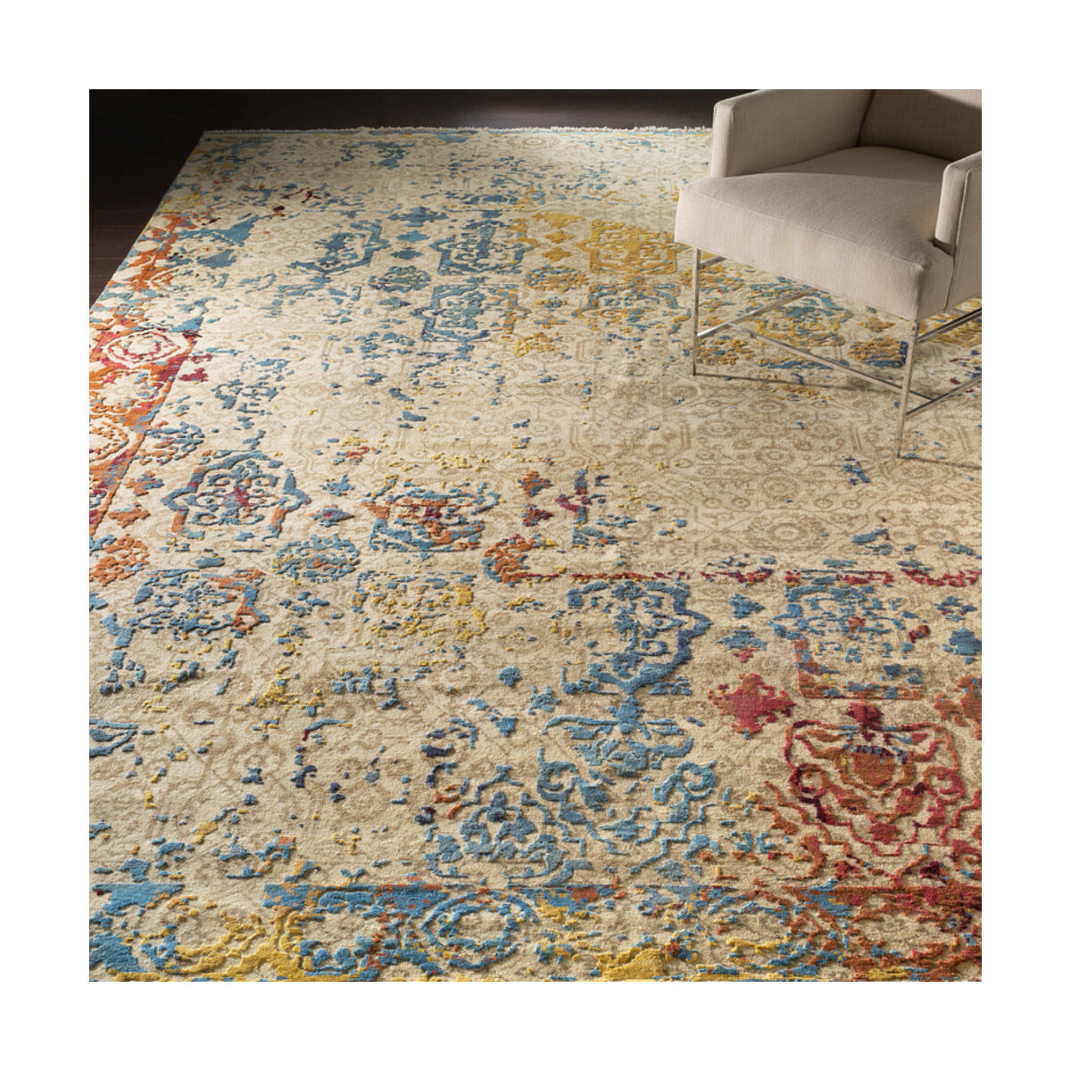 Furio 36 X 24 inch Aqua/Navy/Peach/Rose/Burgundy/Mustard Rugs