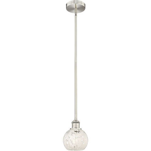 Edison White Mouchette 1 Light 6 inch Brushed Satin Nickel Stem Hung Mini Pendant Ceiling Light