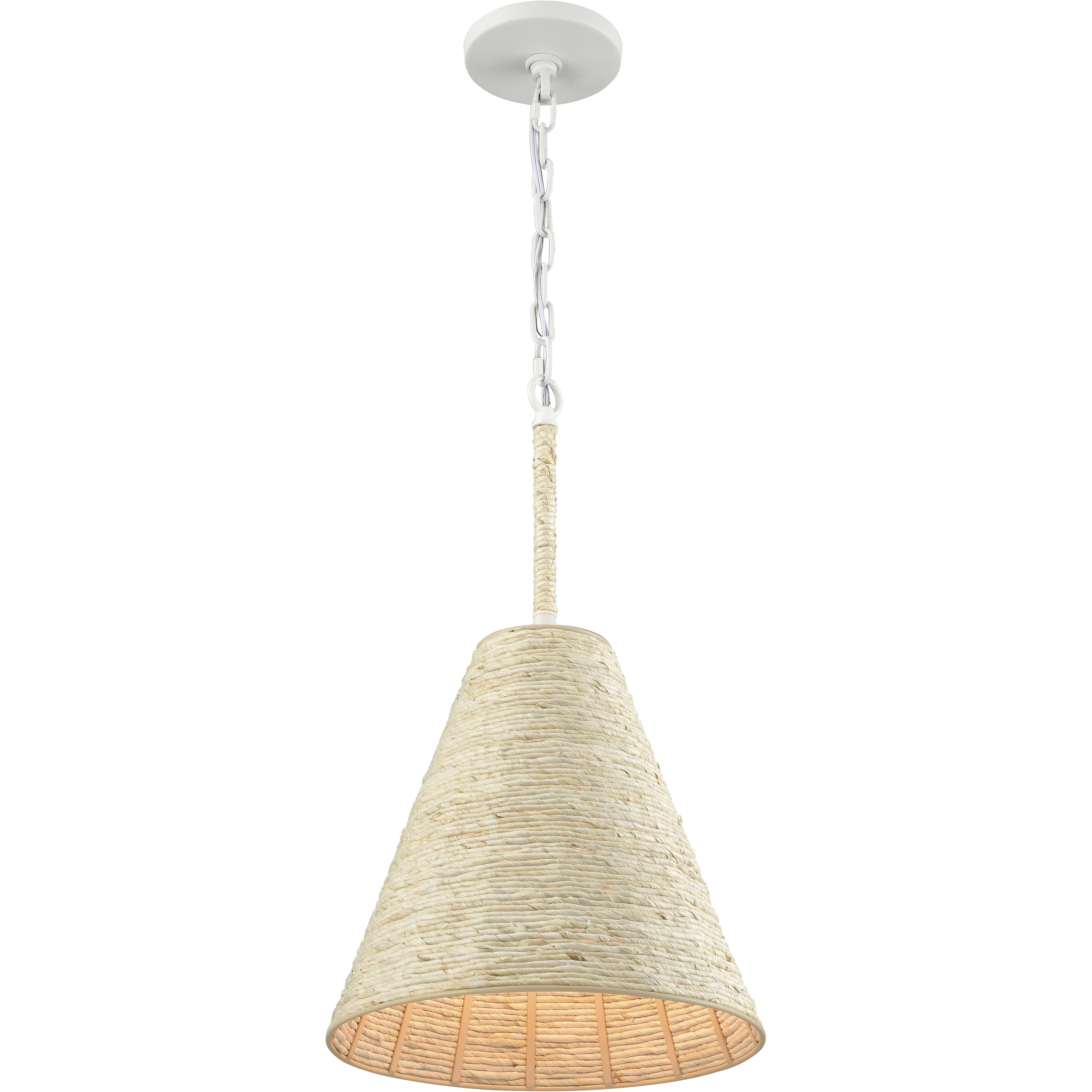 Abaca 1 Light 12 inch Textured White Pendant Ceiling Light