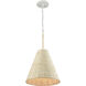 Abaca 1 Light 12 inch Textured White Pendant Ceiling Light