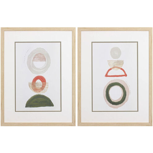 Abstract Orange and Green and Gray Framed Art