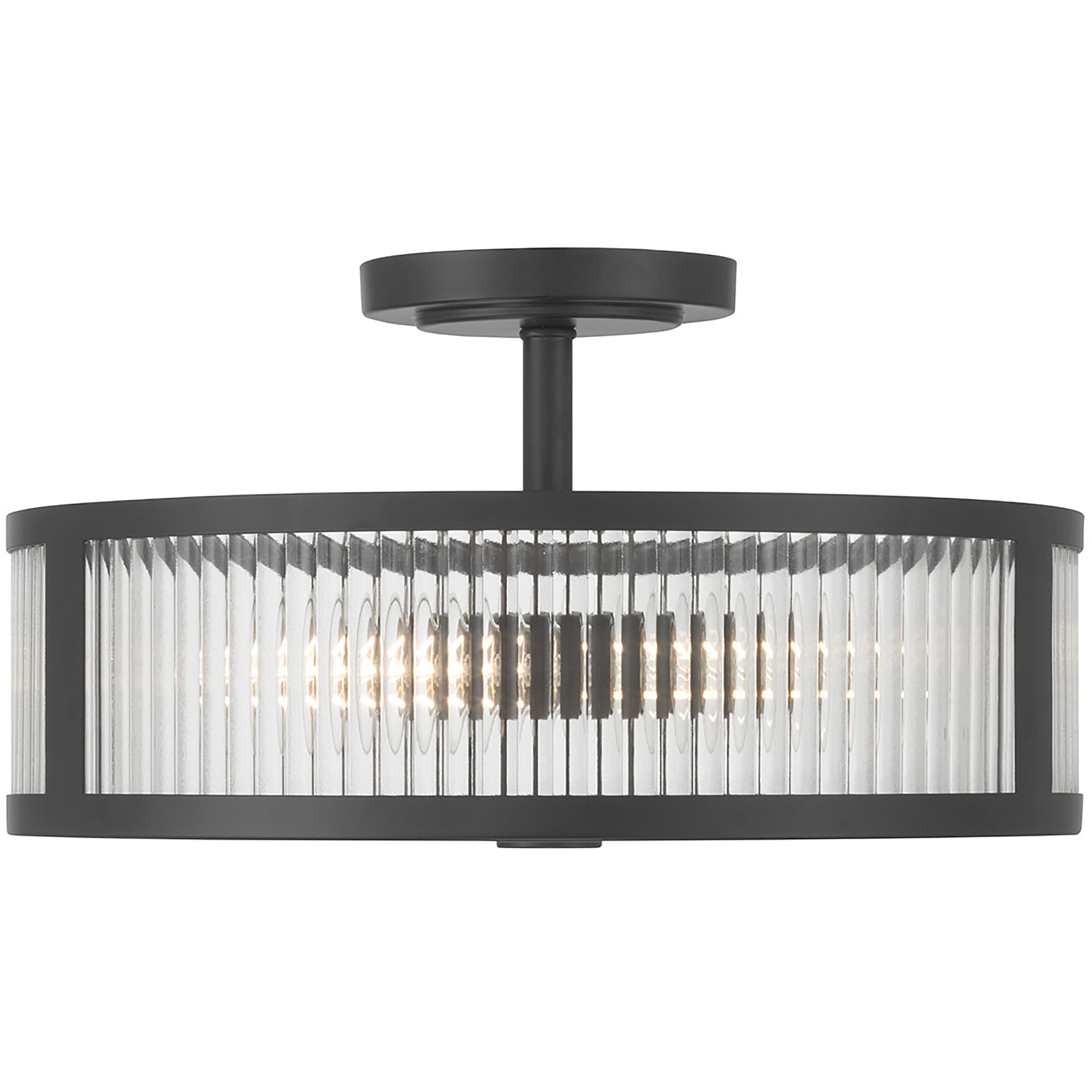 Ardezia 3 Light 15.75 inch Matte Black Semi-Flush Mount Ceiling Light