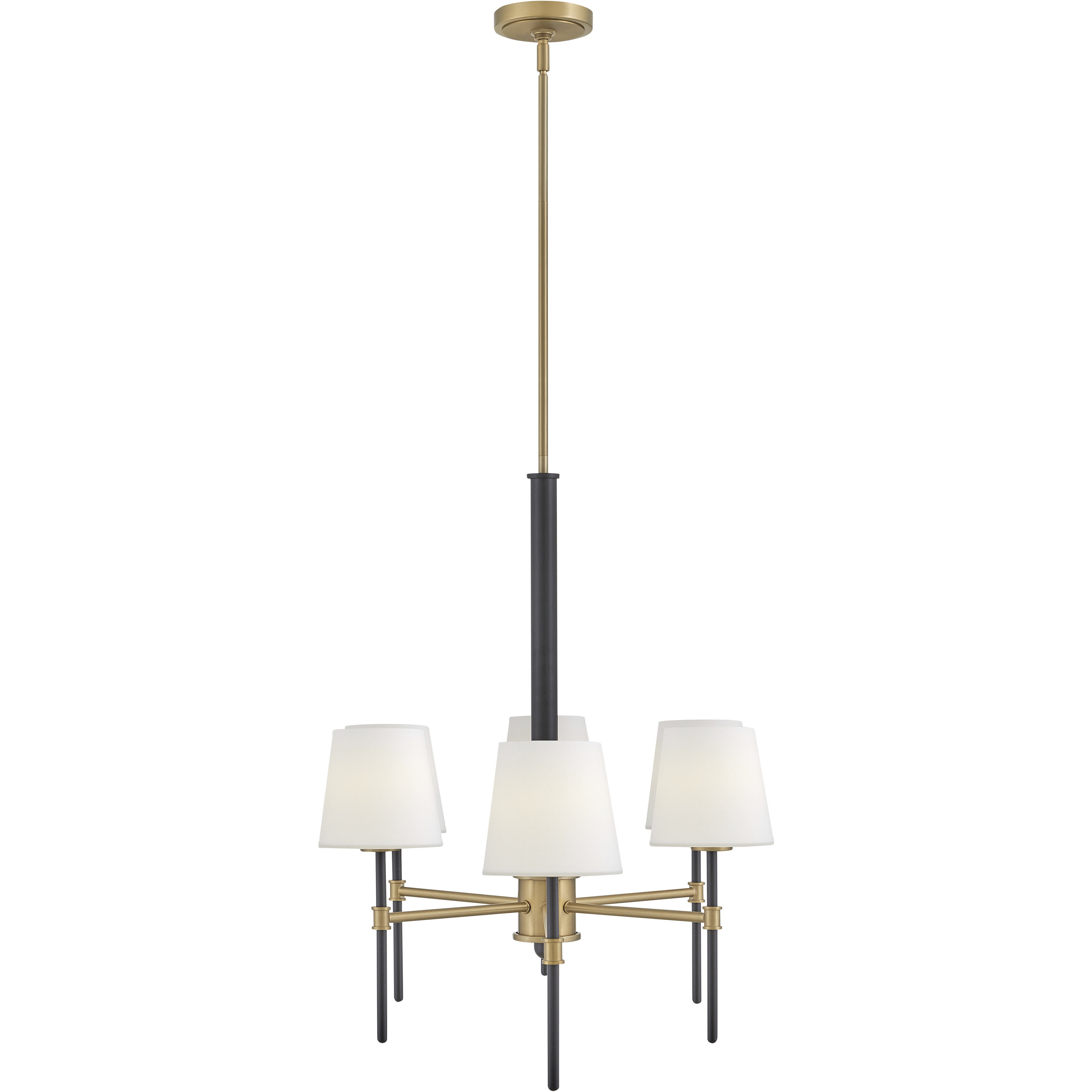 Saunders 6 Light 45 inch Black with Lacquered Brass Chandelier Ceiling Light