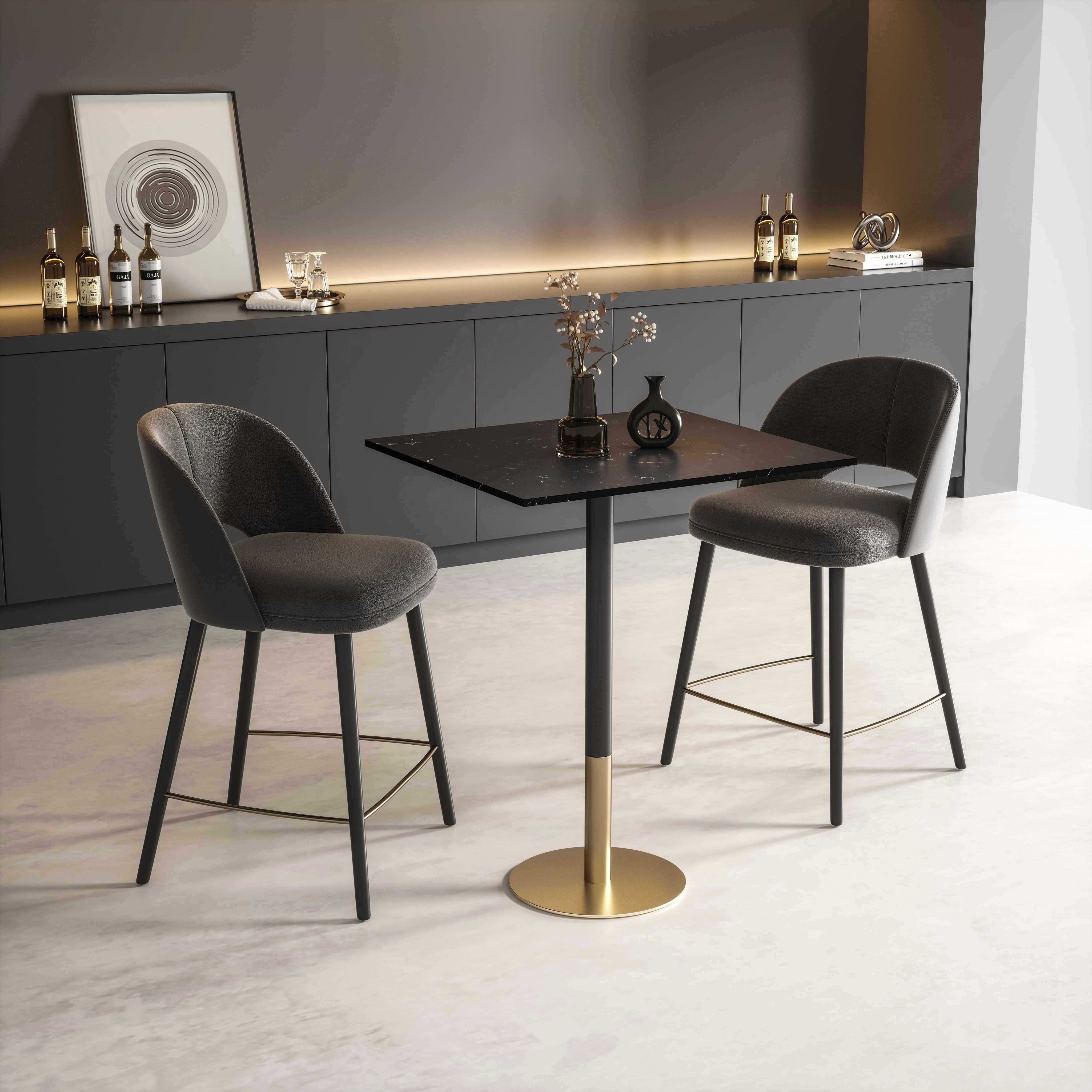 Ronan 39.5 X 31.5 inch Black and Gold Pub Table