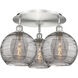Ballston Athens Deco Swirl 3 Light 21.75 inch Satin Nickel Flush Mount Ceiling Light