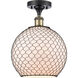 Ballston Large Farmhouse Chicken Wire 1 Light 10 inch Black Antique Brass Semi-Flush Mount Ceiling Light, Ballston