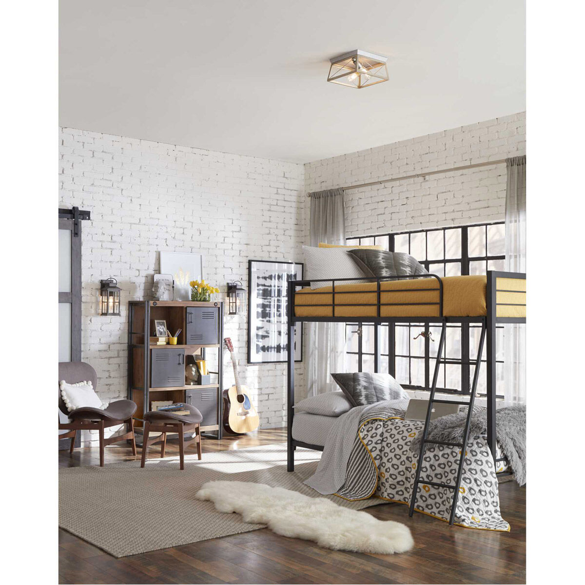 Briarwood 2 Light 12 inch Galvanized Flush Mount Ceiling Light