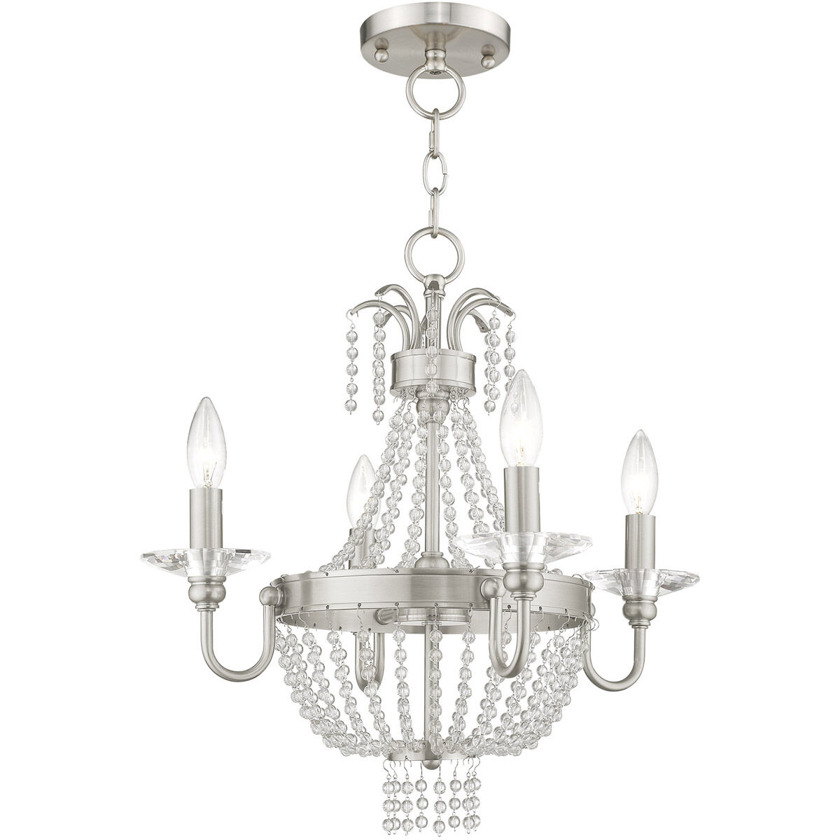 Valentina 4 Light 18 inch Brushed Nickel Convertible Mini Chandelier/Ceiling Mount Ceiling Light