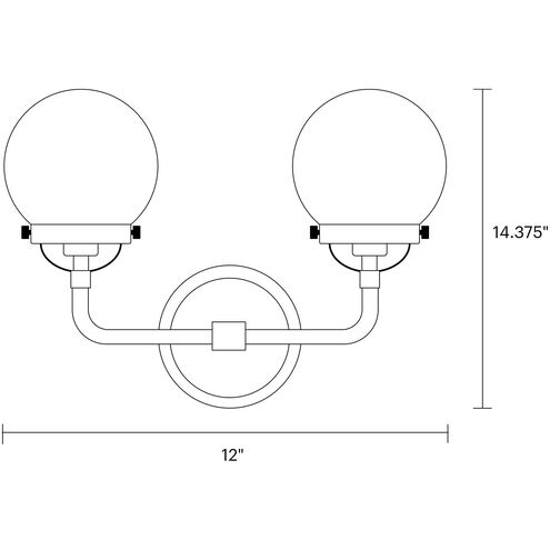 Ian K. Fowler Cafe 2 Light 14 inch Brushed Nickel Wall Bath Fixture Wall Light