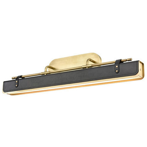 Valise LED 39.96 inch Vintage Brass and Tuxedo Leather Bath Vanity Wall Light