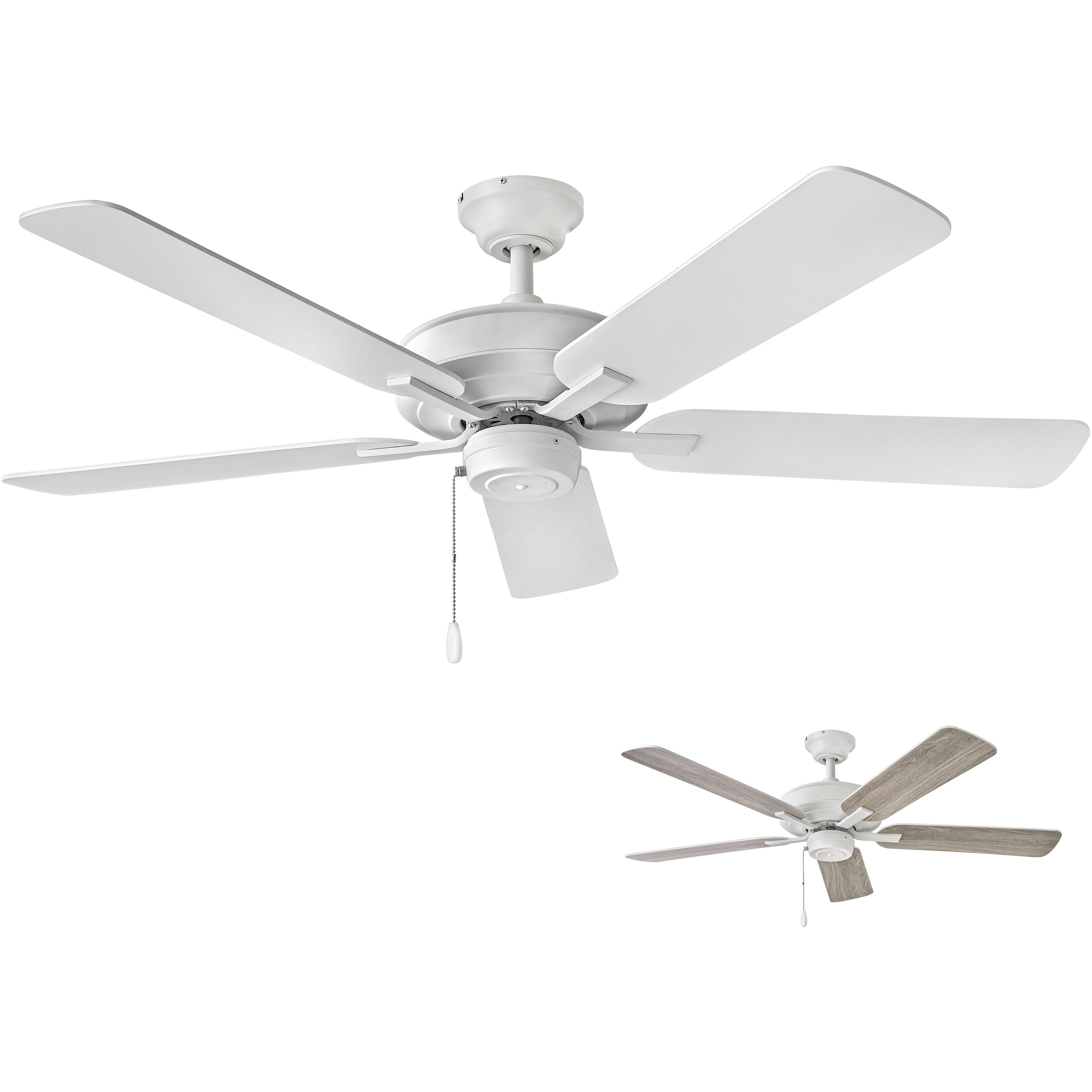 Metro 52 inch Chalk White with Chalk White, Weathered Wood Blades Fan