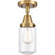 Franklin Restoration Dover LED 5 inch Brushed Brass Flush Mount Ceiling Light in Clear Glass