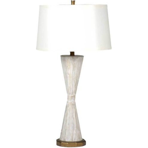 Roman 32.5 inch Distressed White / Antique Gold Table Lamp Portable Light