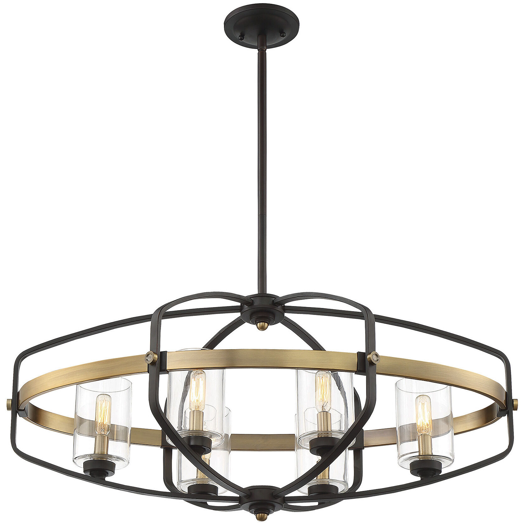 Kirkland 6 Light 32 inch English Bronze and Warm Brass Linear Chandelier Ceiling Light