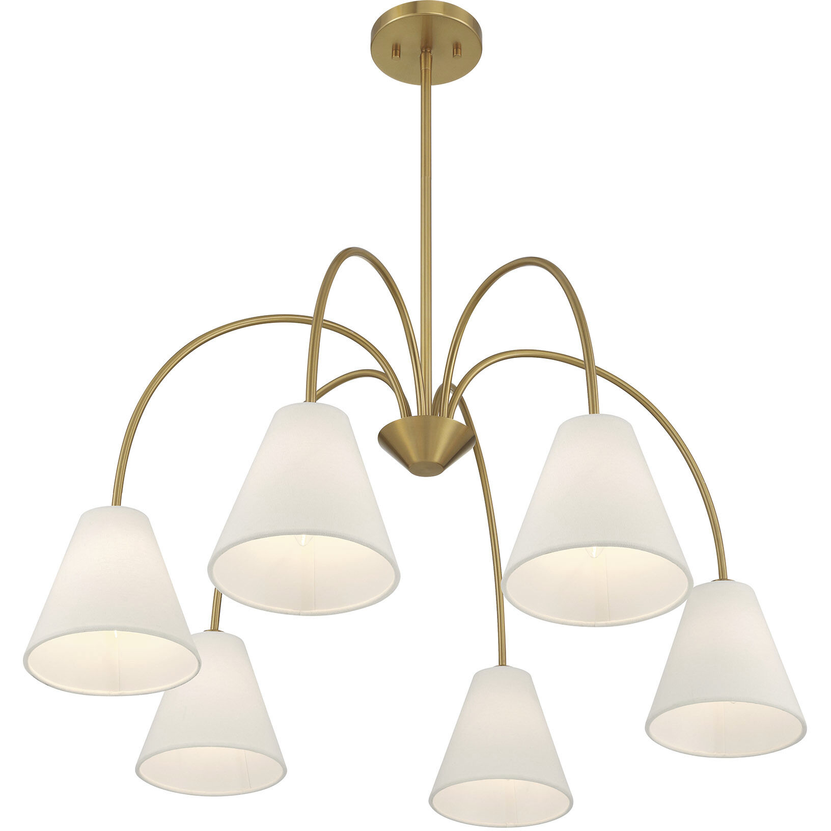 Modern 6 Light 30 inch Natural Brass Chandelier Ceiling Light