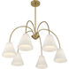 Modern 6 Light 30 inch Natural Brass Chandelier Ceiling Light