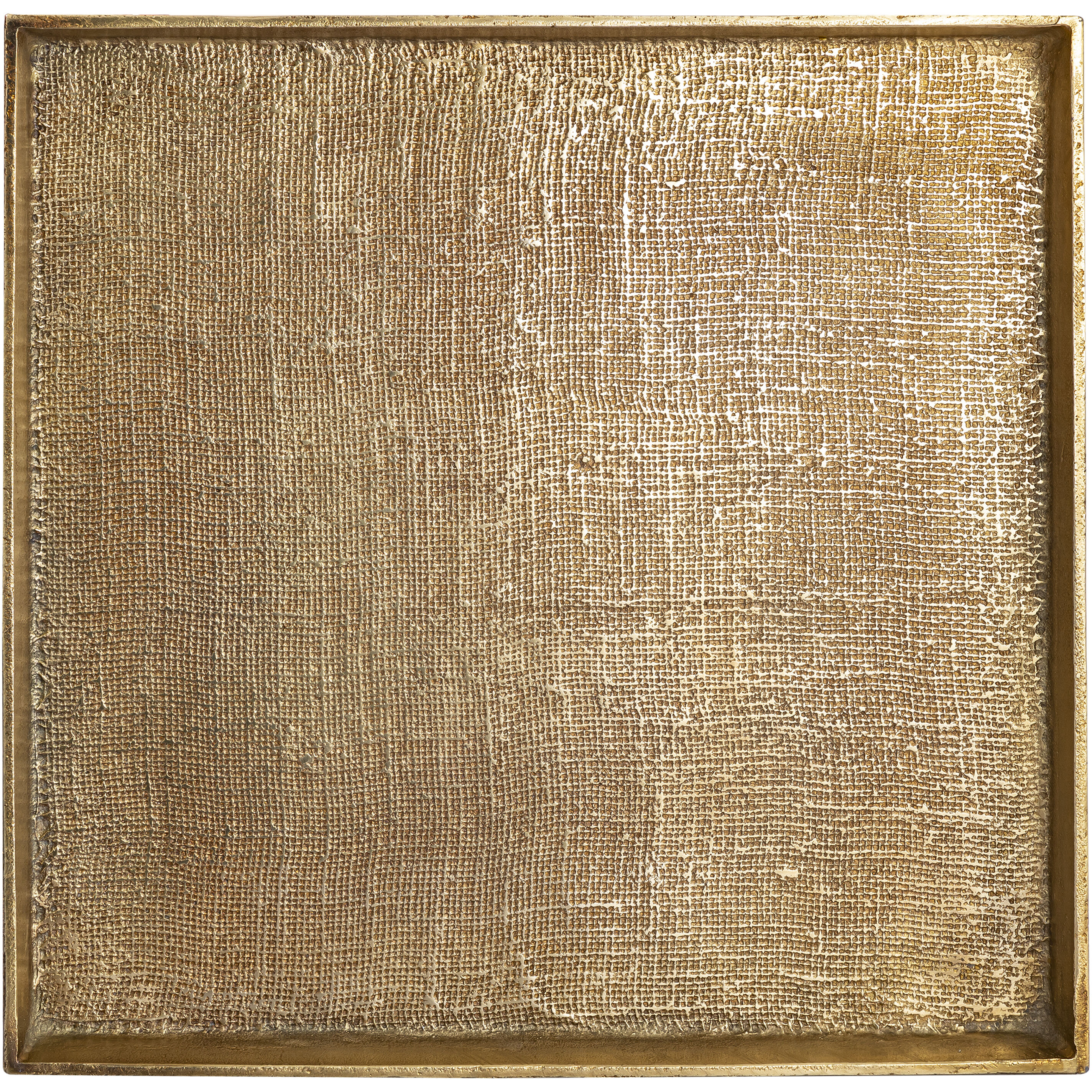 Square Linen Antique Brass Tray, Set of 2