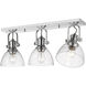 Hines 3 Light 25 inch Chrome Semi-flush Ceiling Light in Seeded Glass, Damp