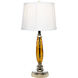 Glossy Amber 26 inch 150.00 watt Polished Chrome Table Lamp Portable Light, 24% Lead Crystal