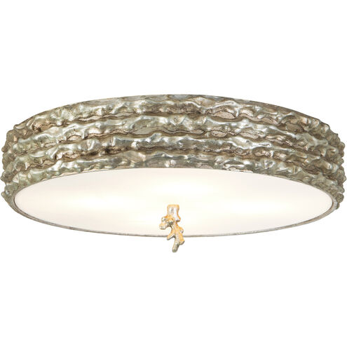 Trellis 4 Light Silver leaf Bath/Flush Mounts Ceiling Light in Silver Leaf with Antique